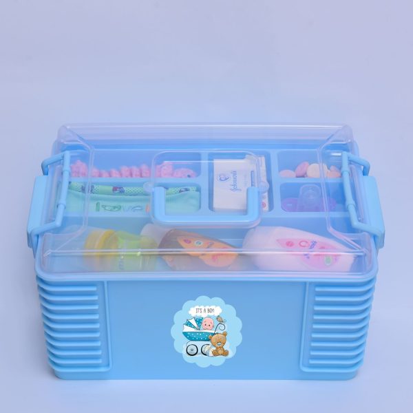 Plastic Baby Accessories Box – Multi-Compartment Organizer for Newborn Essentials & Baby Care Items